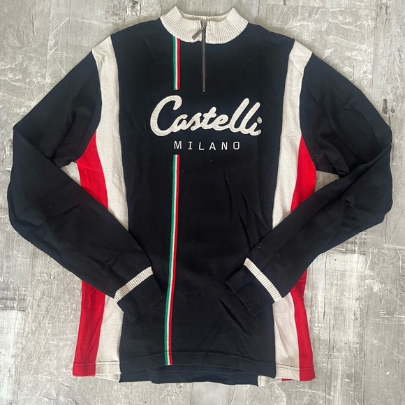 Castelli Milano Black  White & Red 1/4 Zip biking Sweater 2X
